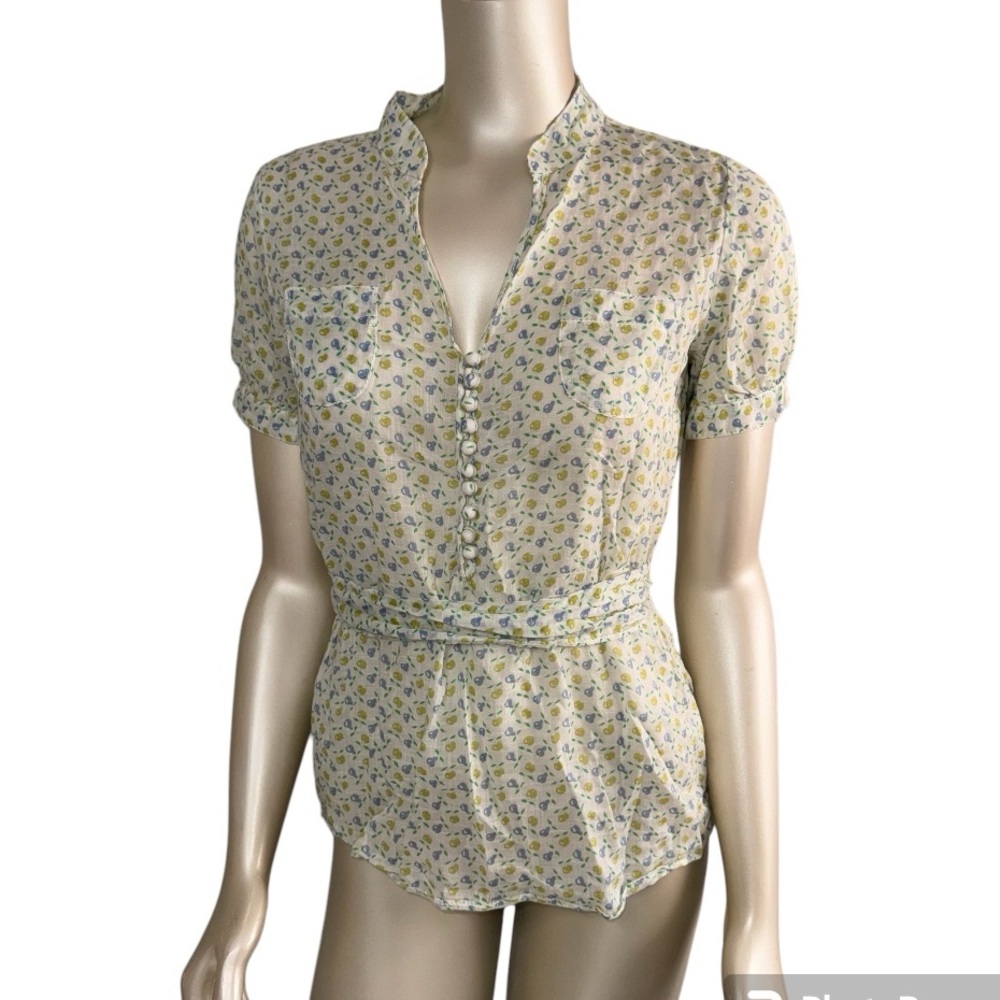 J. Crew Pear & Apple Print Blouse